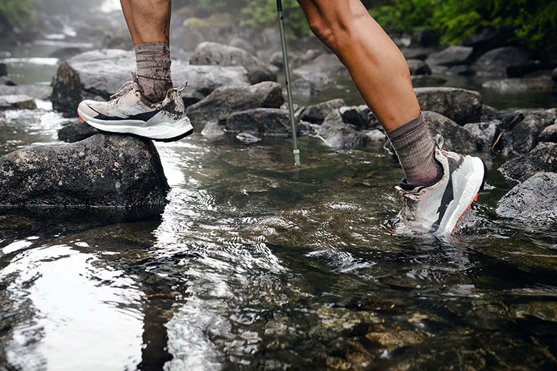 Waterproof hiking shoes (crossing creek in Adidas Terrex Free Hiker)